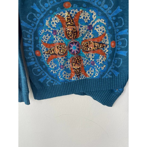 Desigual Size L Teal Pullover sweater - Picture 4 of 15